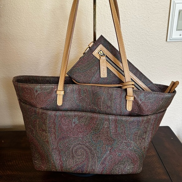 Etro Milano Paisley Tote Bag and Wristlet Wallet Set
